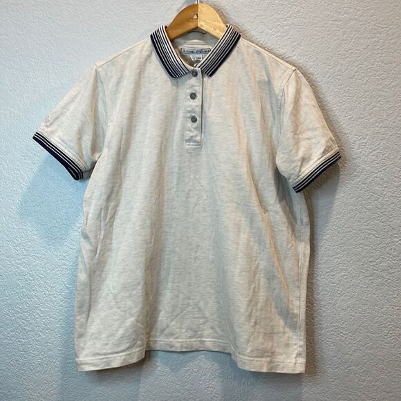Vintage Izod Club Cream & Navy Cotton Polo Size Large - Picture 1 of 6